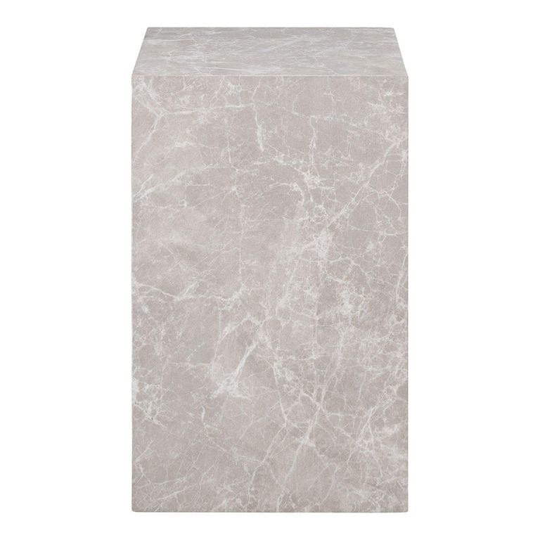 Prague Side Table - Tall - Beige Marble Effect