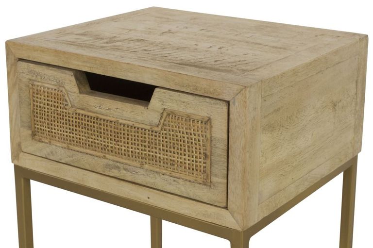 Rattan 1 Drawer Side Table