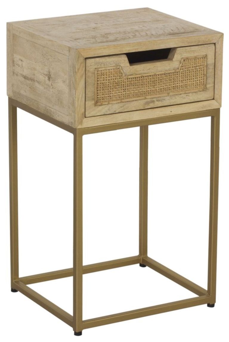 Rattan 1 Drawer Side Table