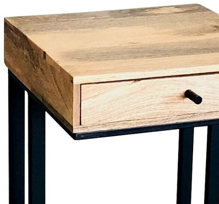Ravi Mango Wood 1 Drawer Small C Shape Side Table