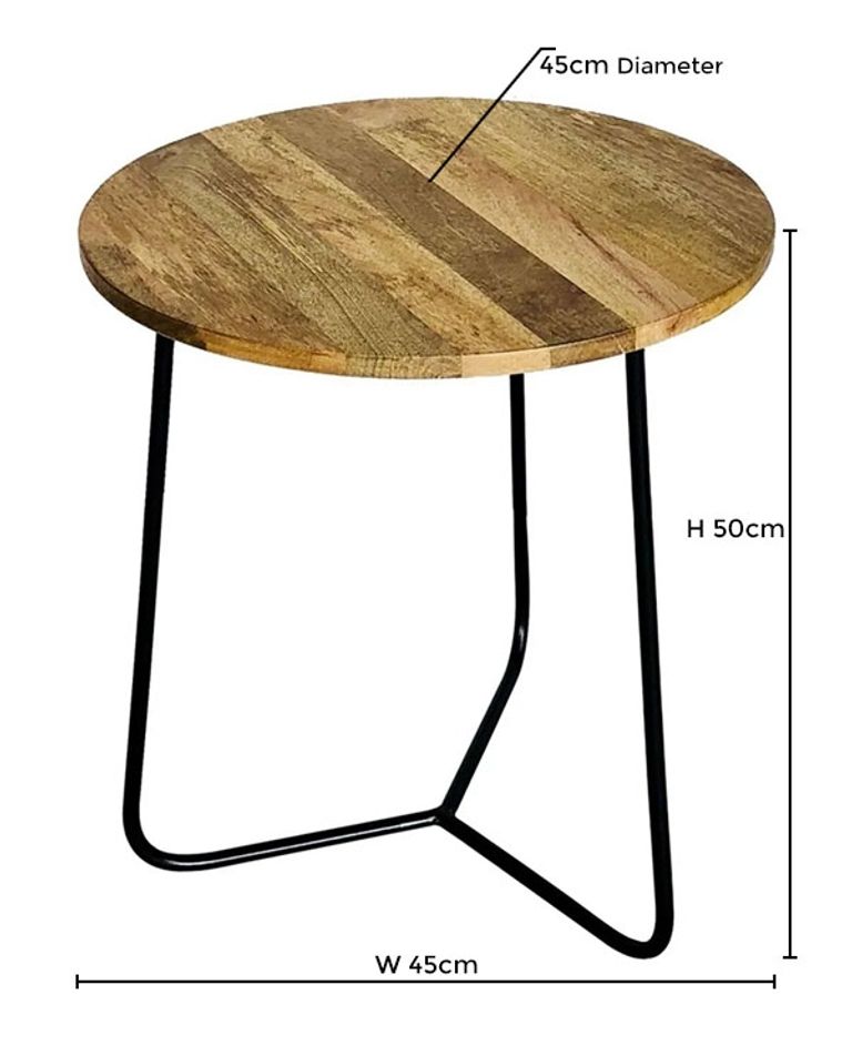 Ravi Mango Wood 45cm Round Side Table