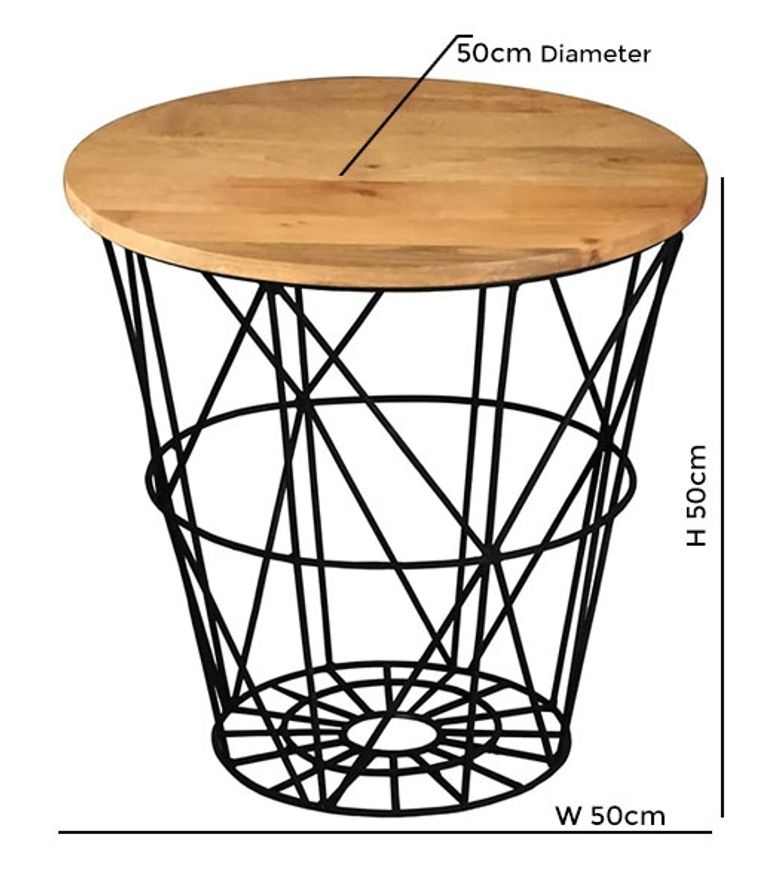 Ravi Mango Wood 50cm Round Cage Side Table