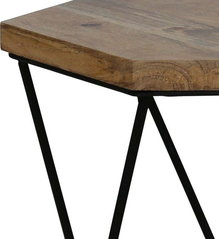 Ravi Mango Wood Hexagnol Accent Table