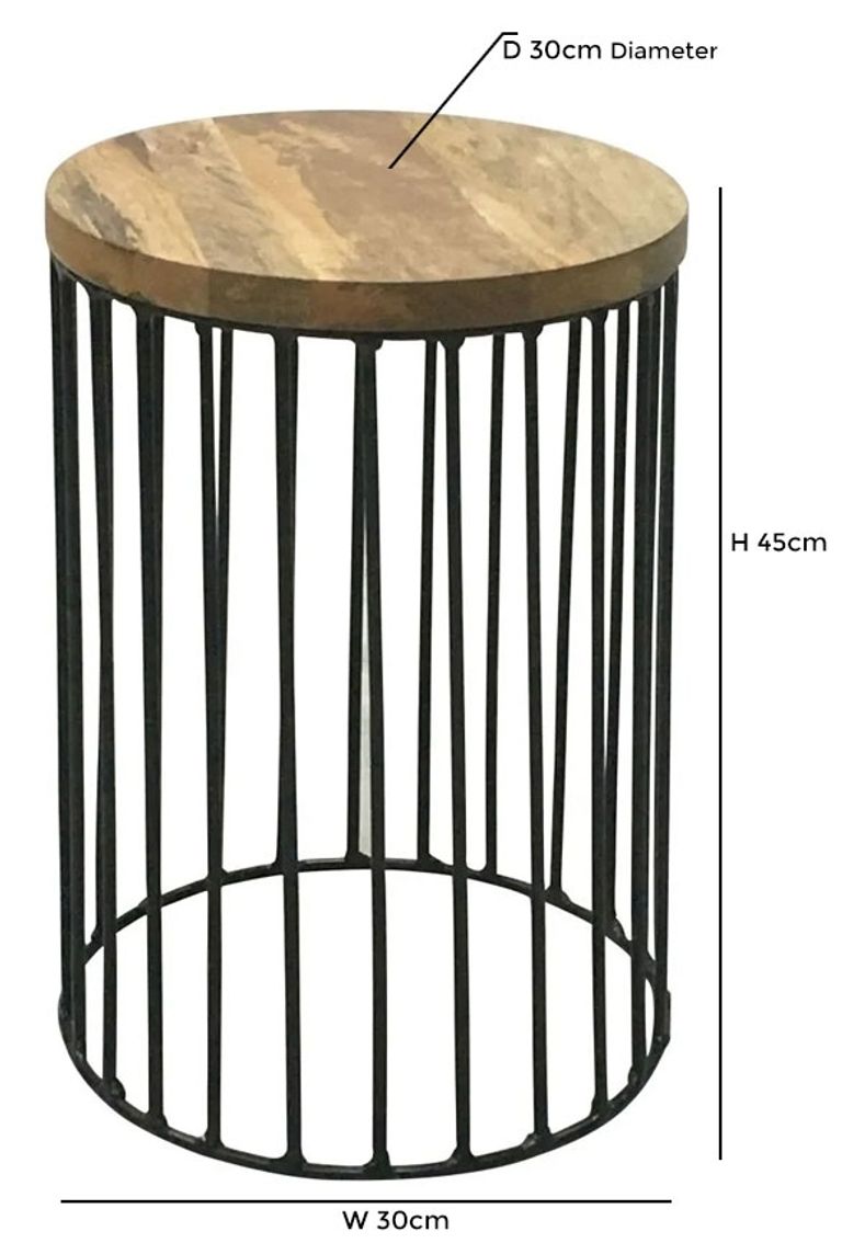 Ravi Mango Wood Round Cage Accent Table
