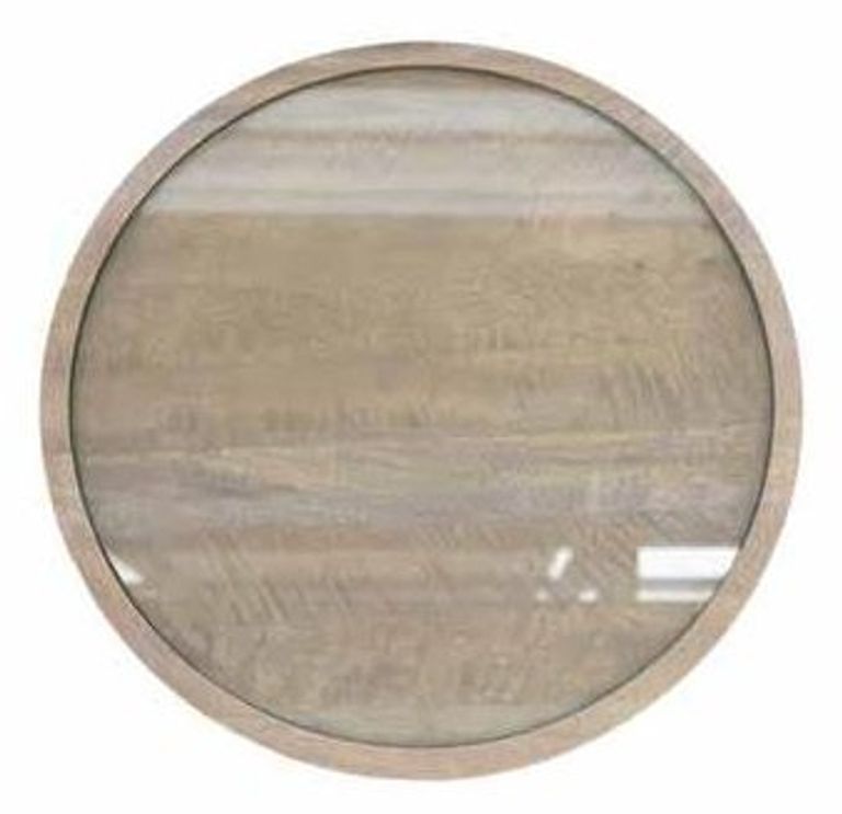 Round Mango Wood Lamp Table with Metal Base