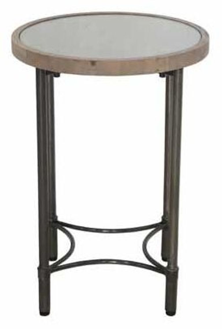 Round Mango Wood Lamp Table with Metal Base