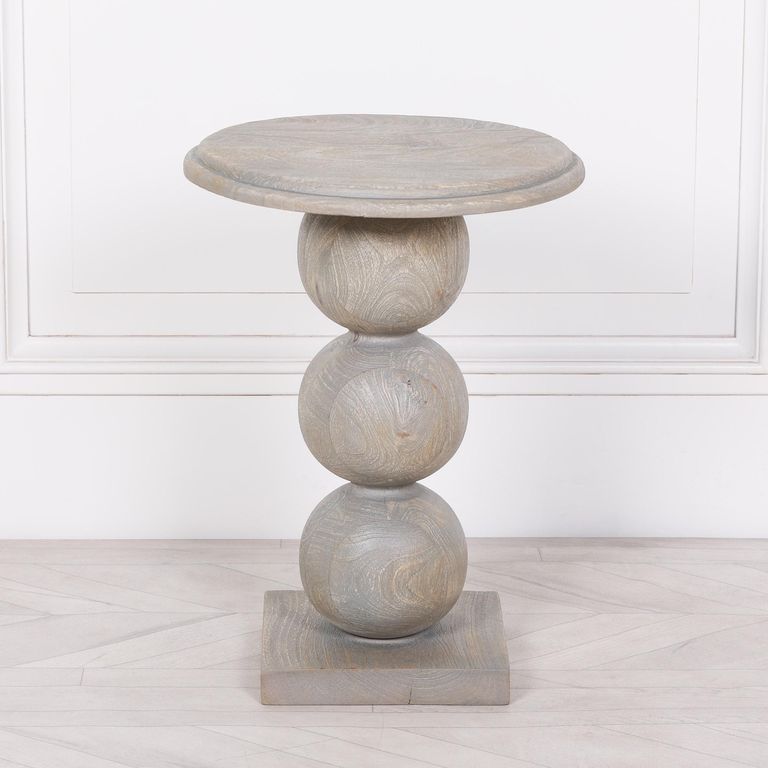 Rustic Mango Wood Stacked Ball Side Table - Round - Occasional