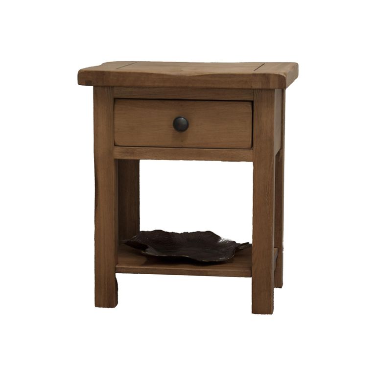 Rustic Oak Lamp Table - 1 Drawer - Oak