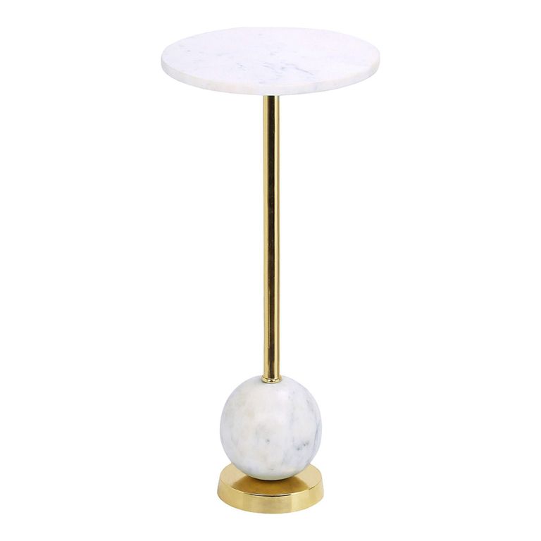 Salo Side Table - Round - White - Marble Effect