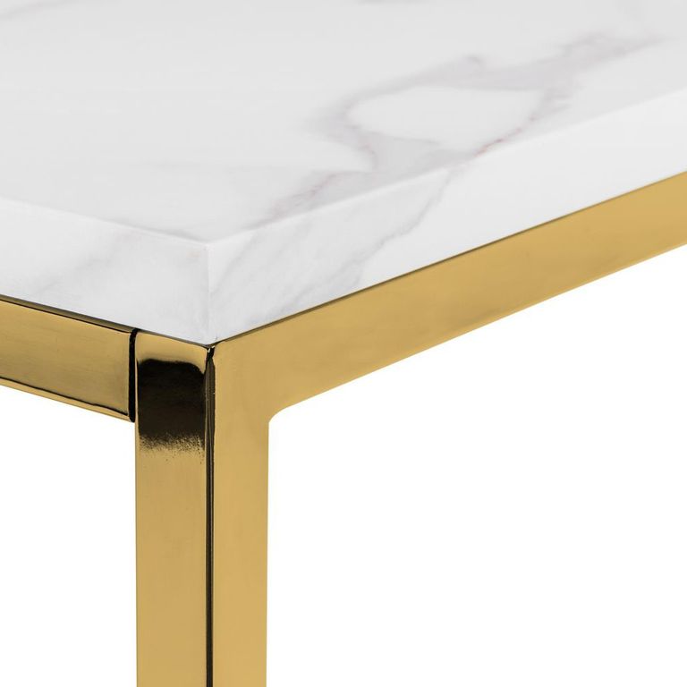Scala Lamp Table - Square - White Marble Effect and Gold