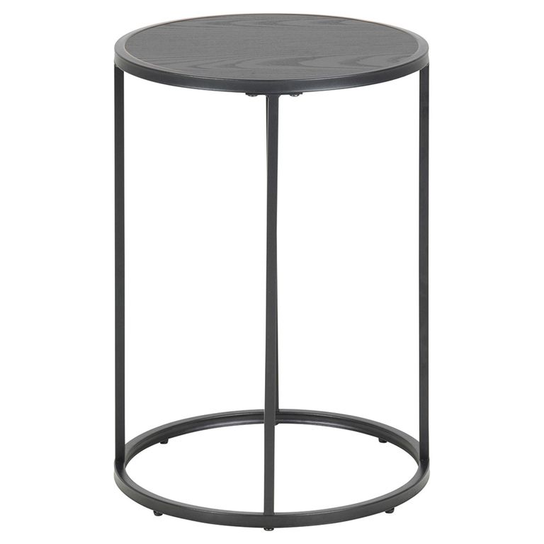 Seaford Side Table - Round - Black Melamine and Metal
