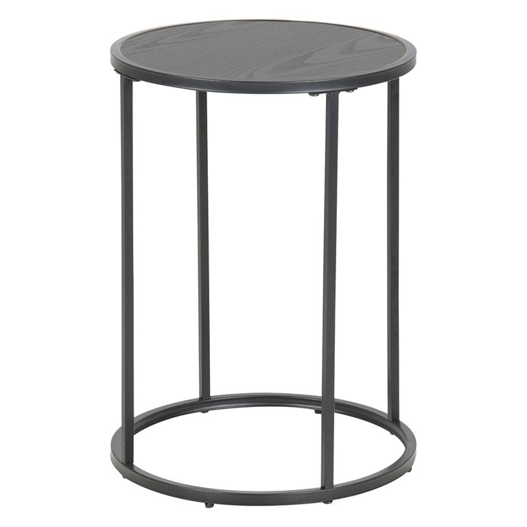 Seaford Side Table - Round - Black Melamine and Metal