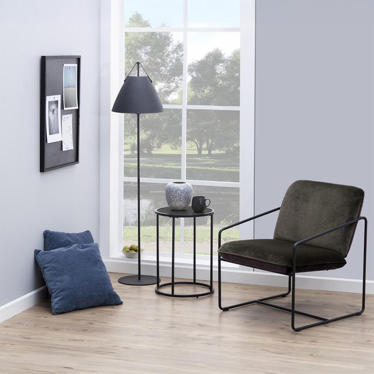 Seaford Side Table - Round - Black Melamine and Metal