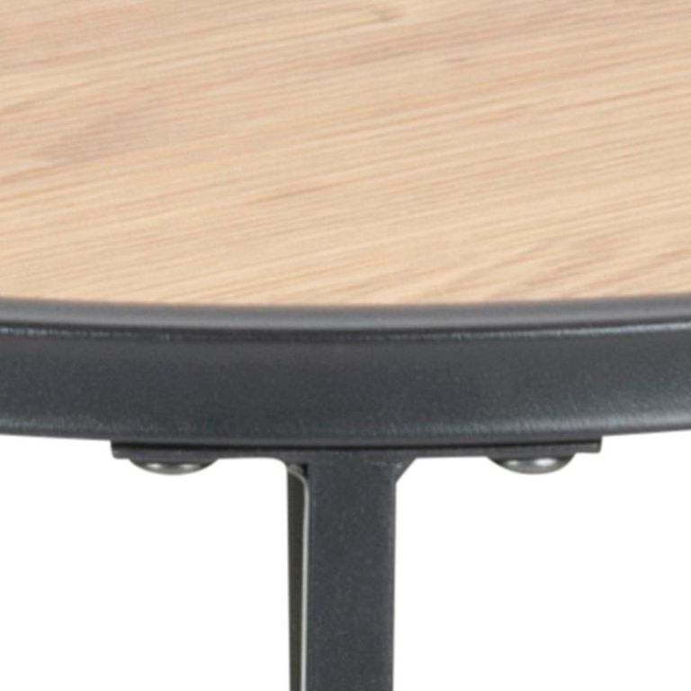 Seaford Side Table - Round - Oak and Black Metal