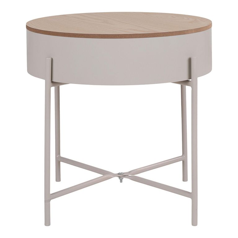 Sisco Side Table - Round - Storage - Beige