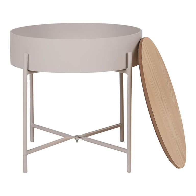 Sisco Side Table - Round - Storage - Beige