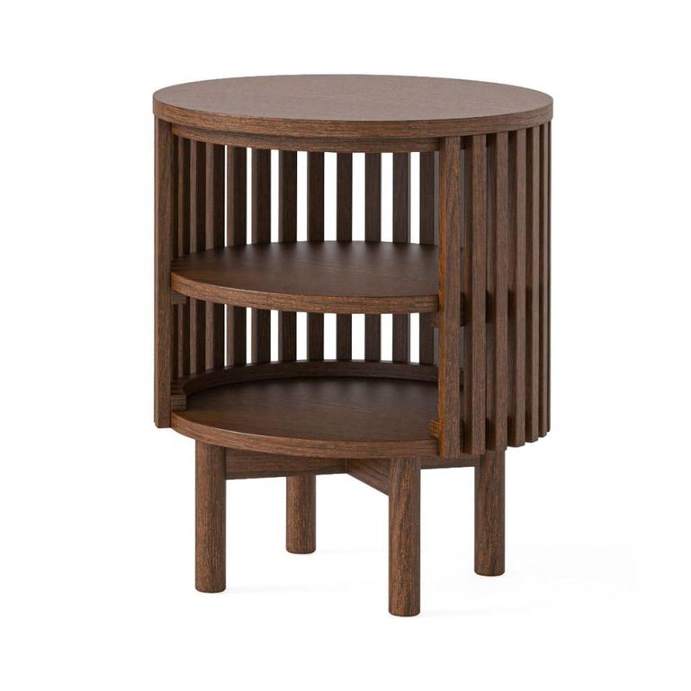 Soho Side Table - Slatted Round Open - Dark Oak