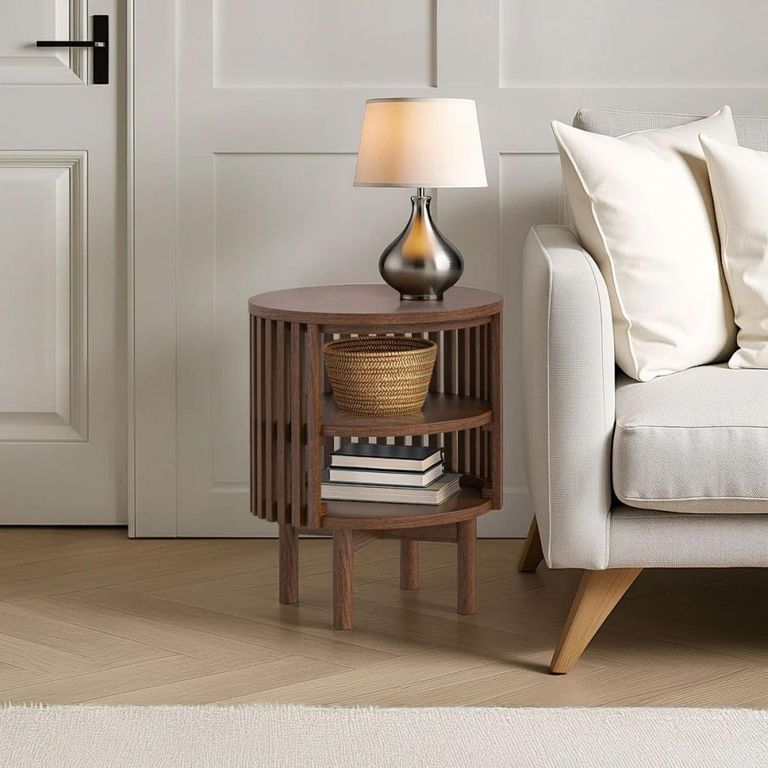 Soho Side Table - Slatted Round Open - Dark Oak
