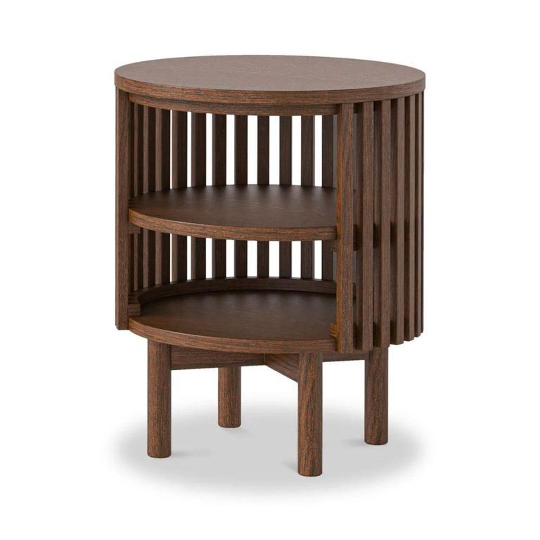 Soho Side Table - Slatted Round Open - Dark Oak