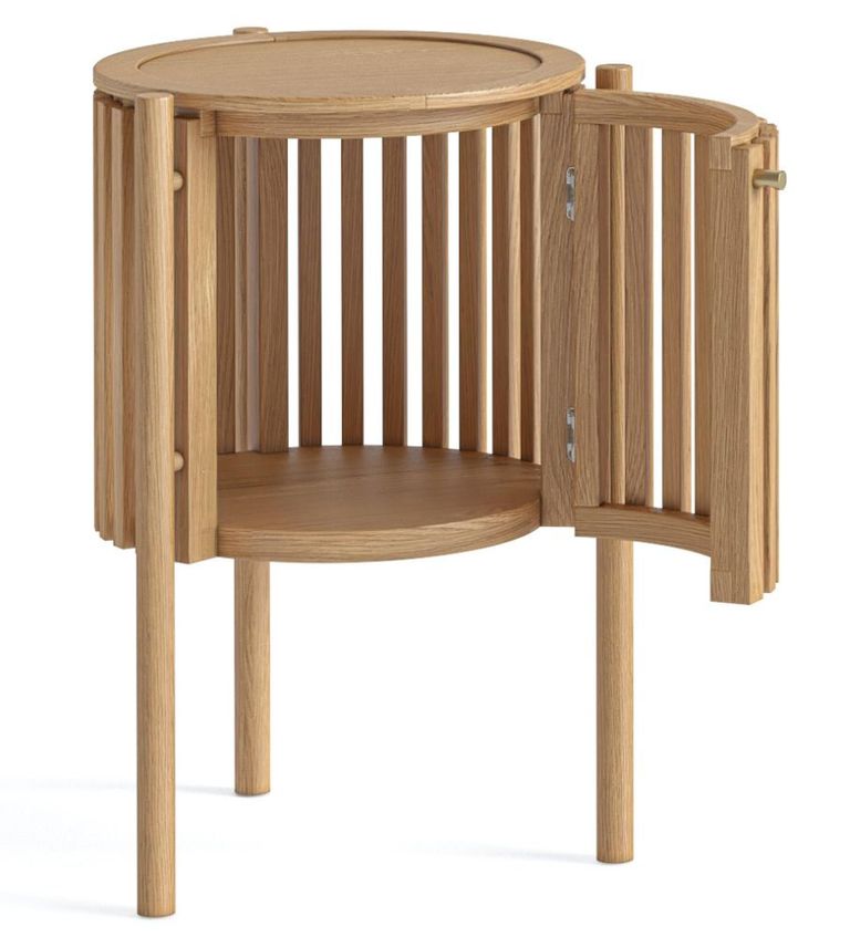 Soho Side Table - 1 Door - Slatted Story Round - Oak