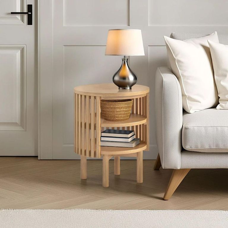 Soho Side Table - Round - Slatted Open - Oak