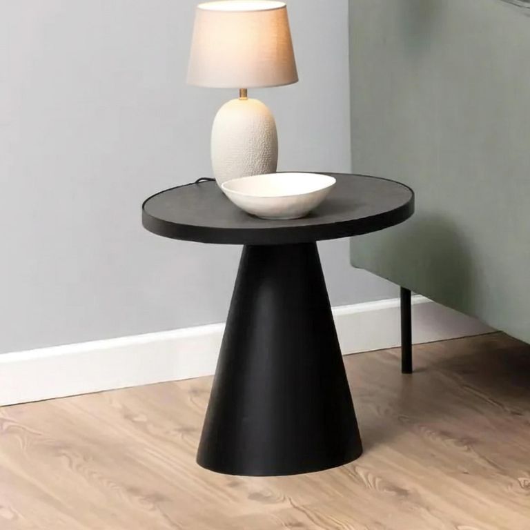Soli Side Table - Round - Black Ceramic