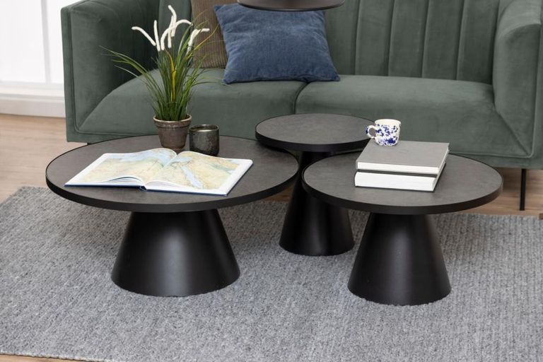 Soli Side Table - Round - Black Ceramic