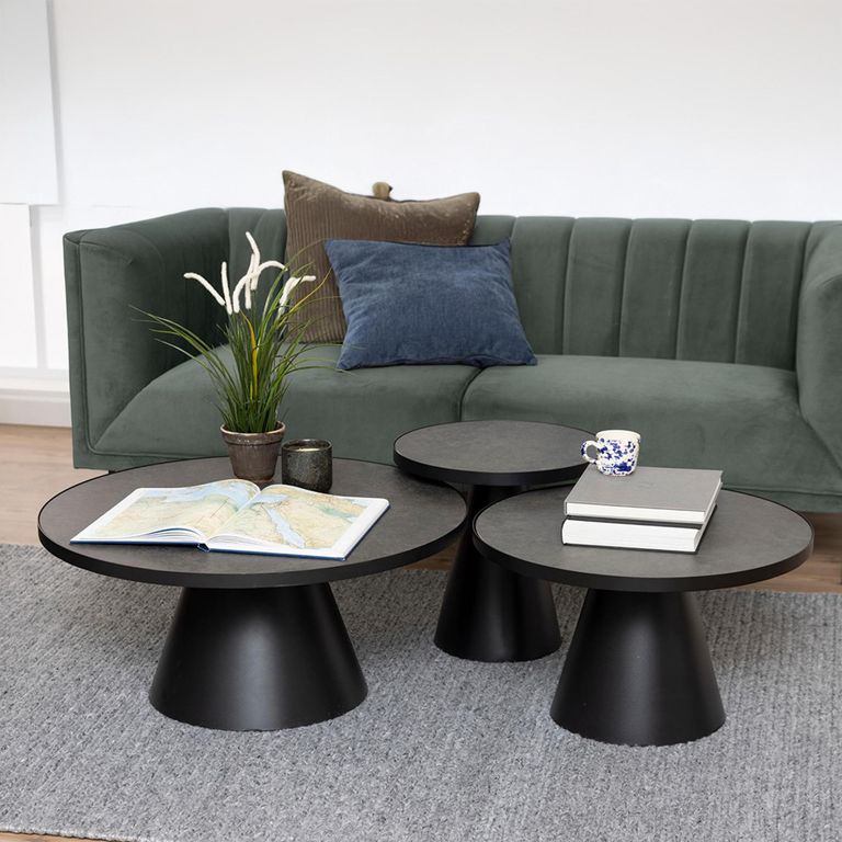 Soli Side Table - Round - Black Ceramic