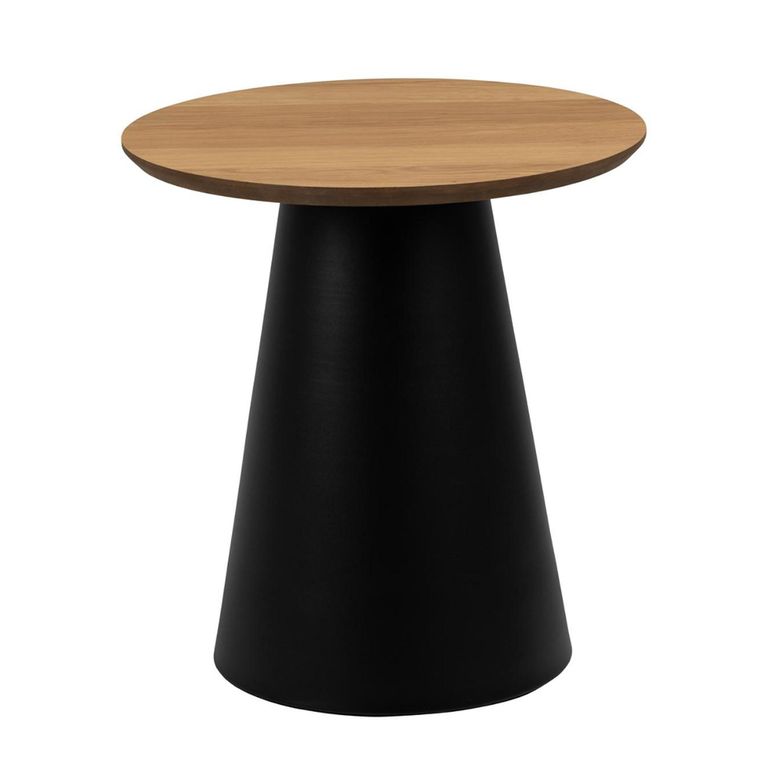 Soli Side Table - Round - Oak and Black Metal
