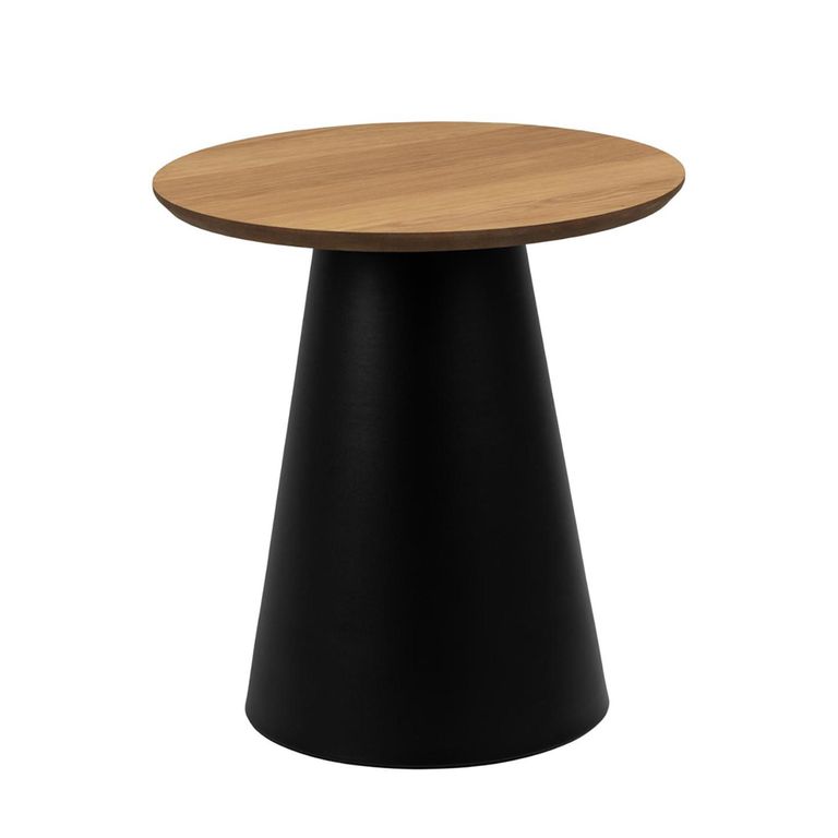 Soli Side Table - Round - Oak and Black Metal