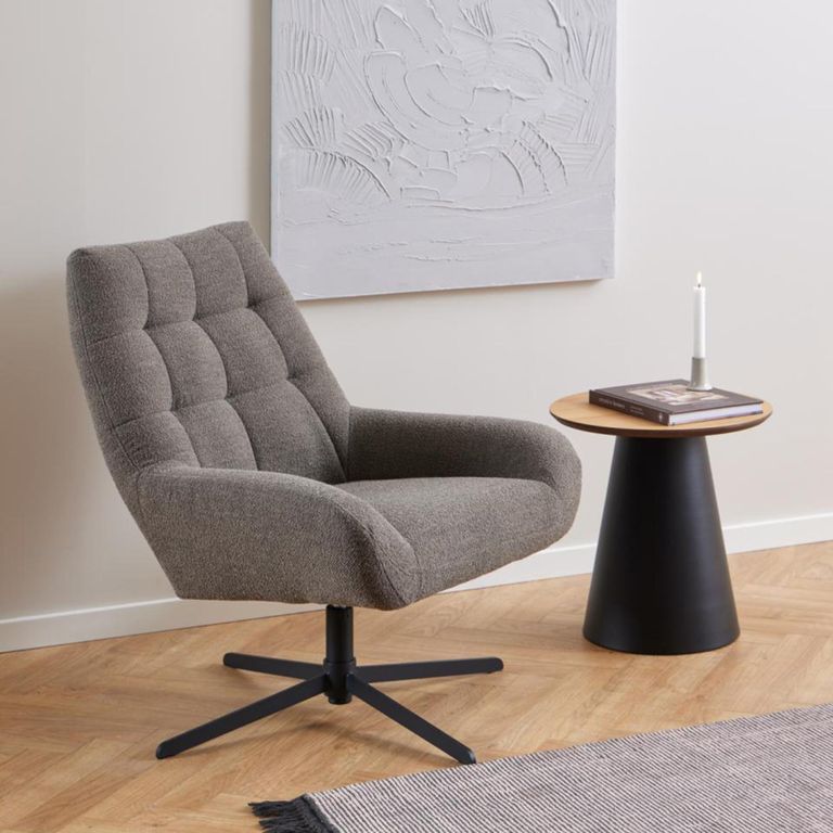 Soli Side Table - Round - Oak and Black Metal