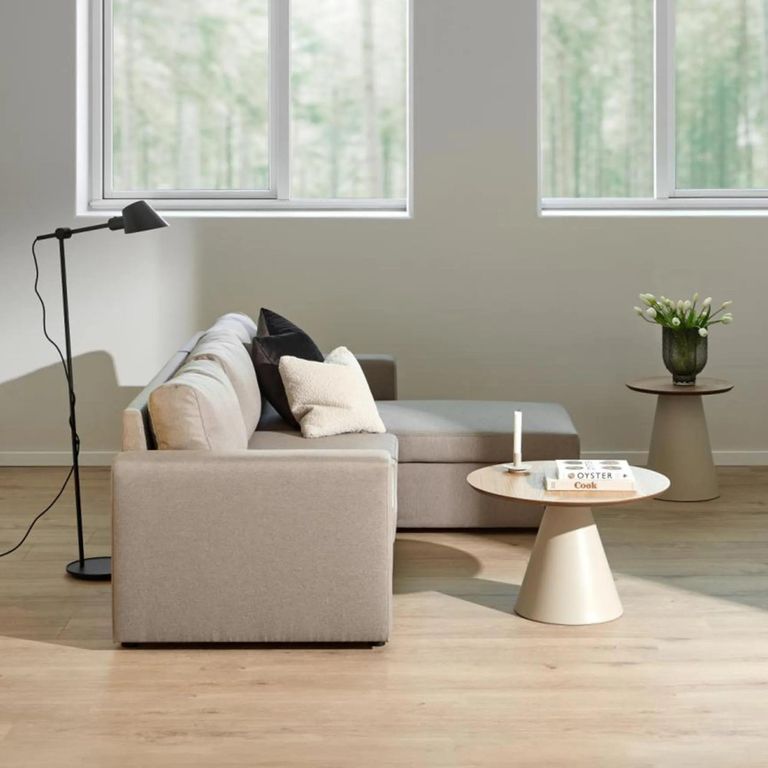 Soli Side Table - Round - Oak and Grey Metal