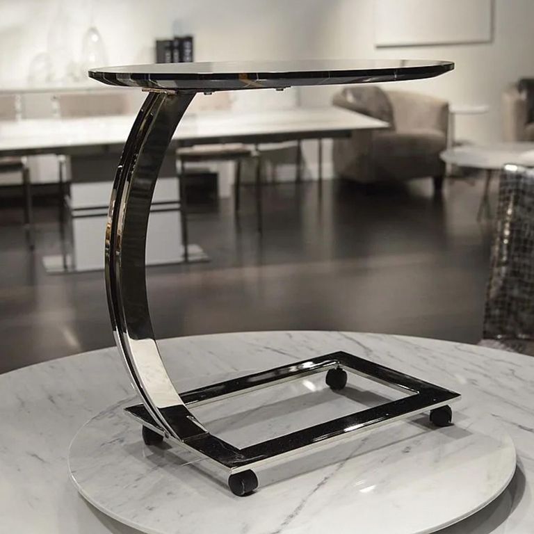 Swan Oval Accent Table - Marble with Steel Base - Variation Available