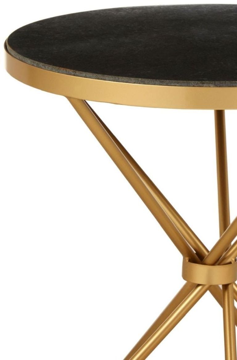 Templar Side Table - Round - Black Marble and Gold