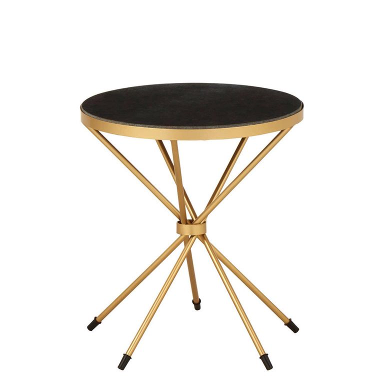 Templar Side Table - Round - Black Marble and Gold