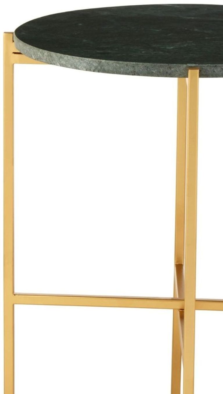 Templar Side Table - Round - Green Marble and Gold