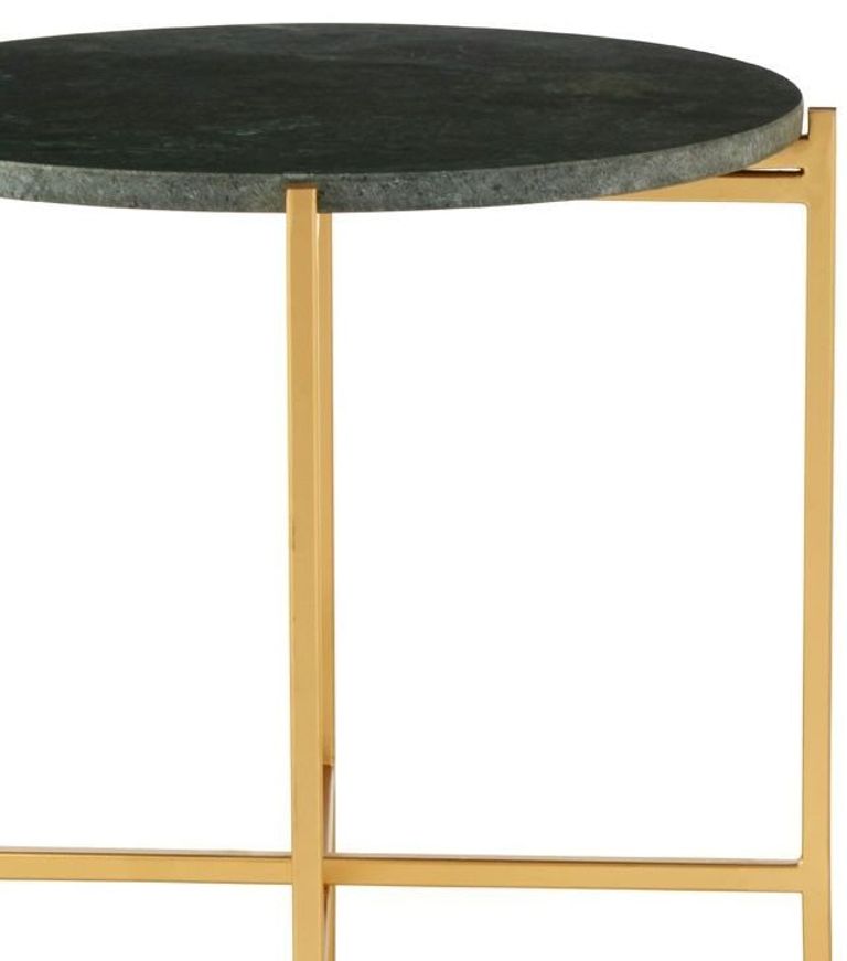 Templar Side Table - Round - Green Marble and Gold
