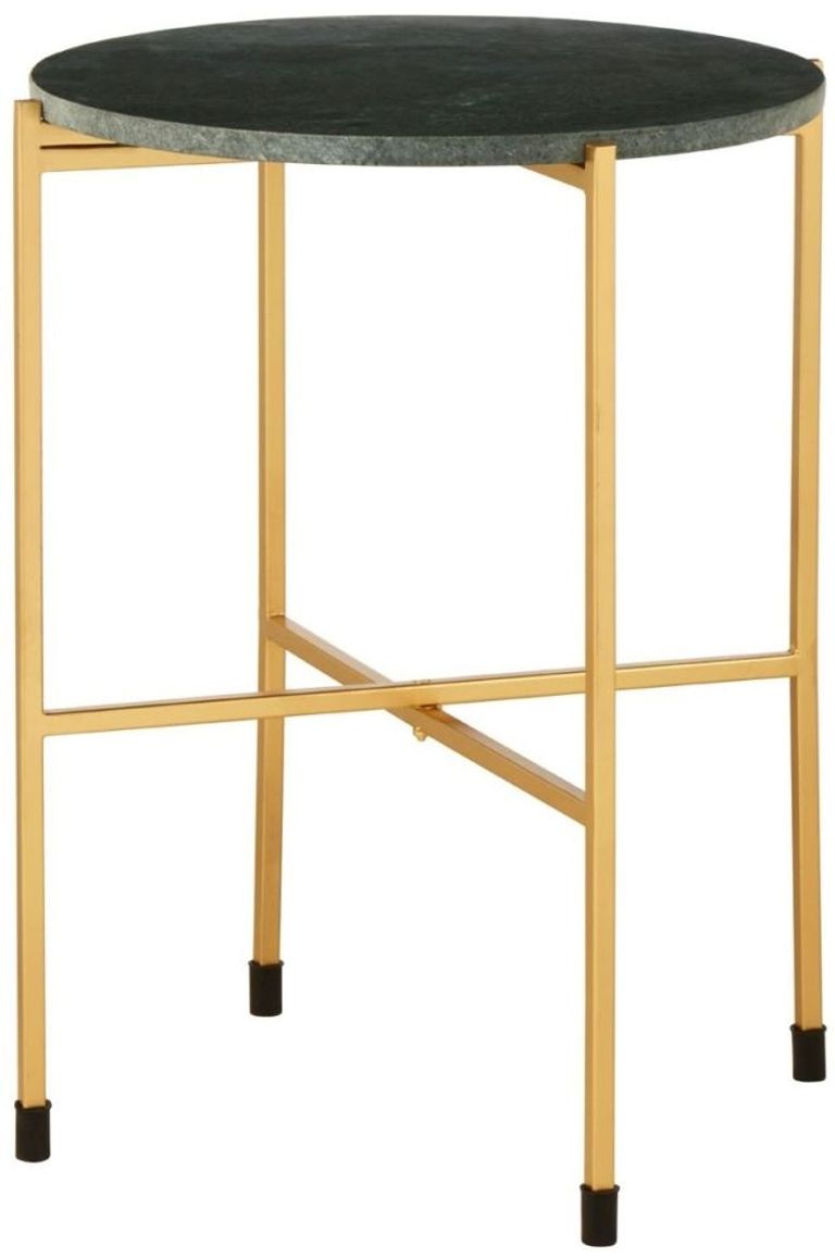 Templar Side Table - Round - Green Marble and Gold