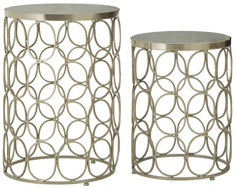 Templar Side Tables - Set of 2 - Round - Marble and Silver