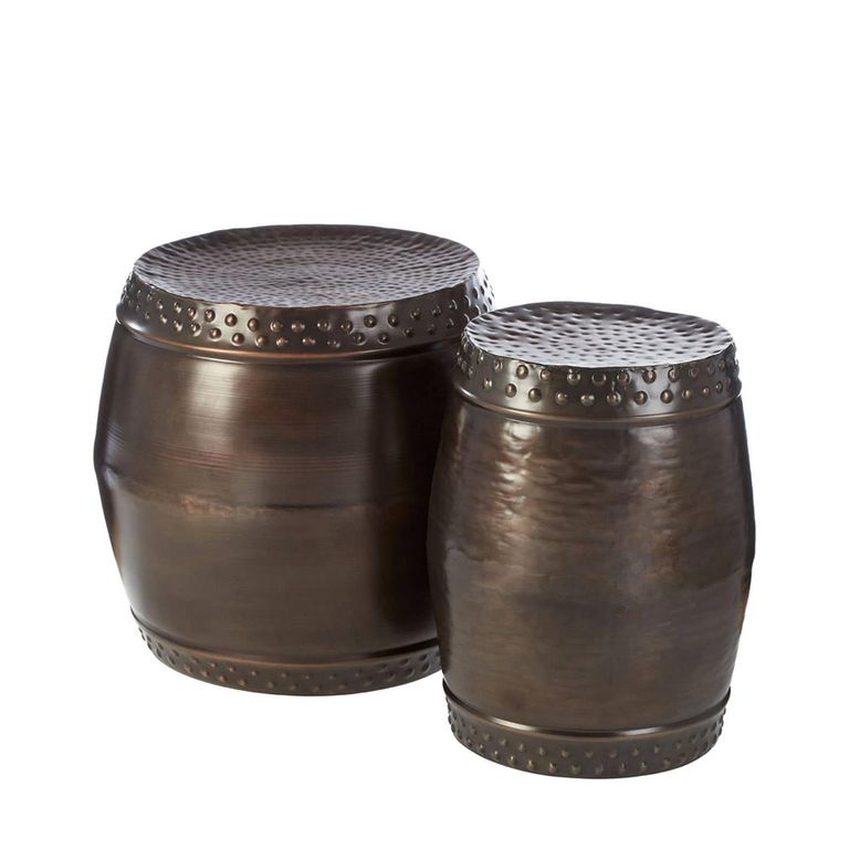 Templar Side Tables - Set of 2 - Rustic Brown Drum