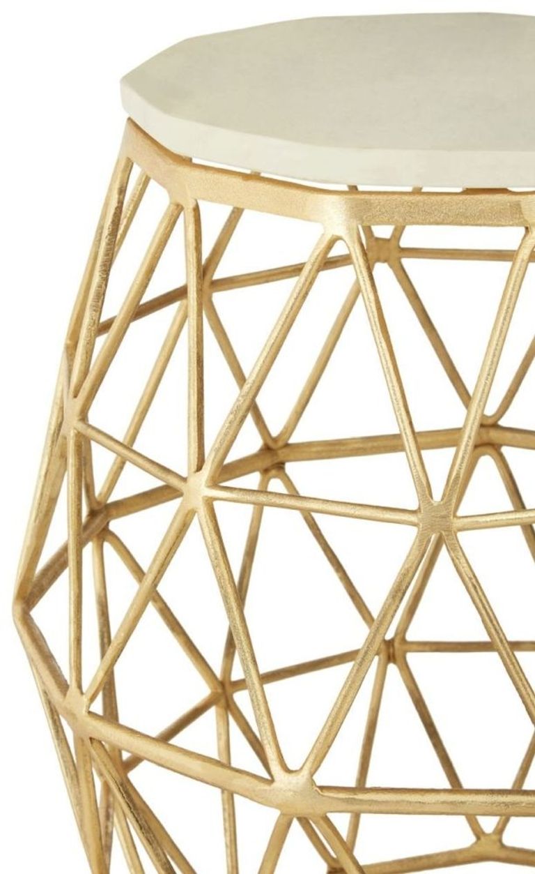 Templar Side Table - Round - Stone and Gold