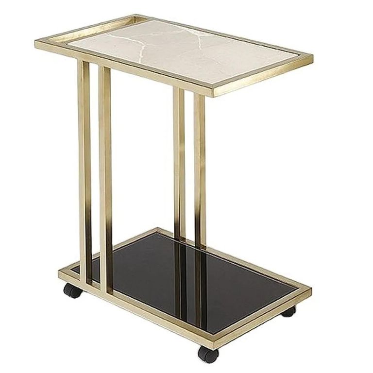 Tray Accent Table - Marble and Glass with Brass Base - Variation Available