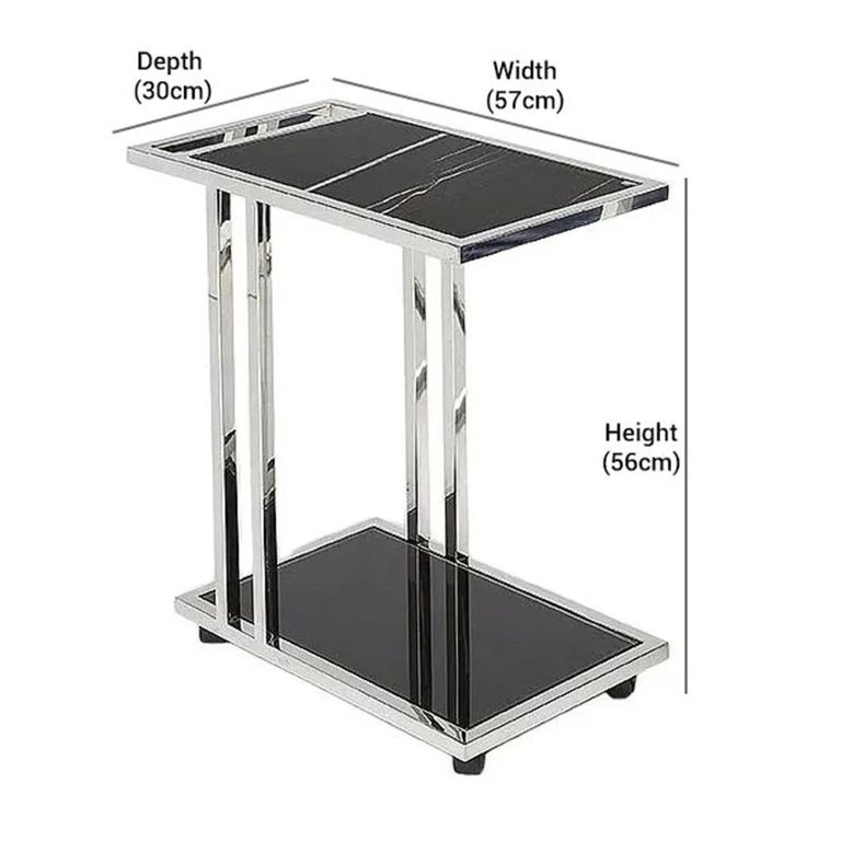 Tray Accent Table - Marble and Glass with Steel Base - Variation Available