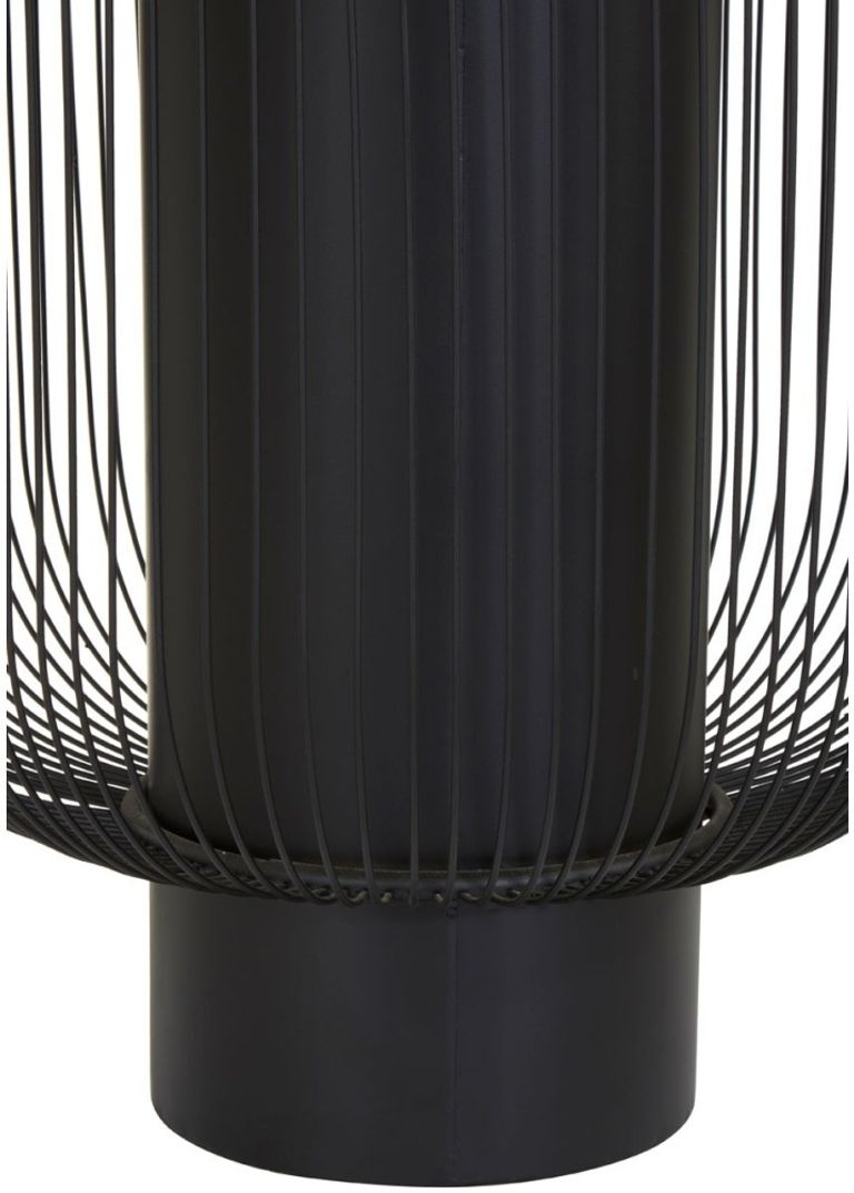 Trento End Table - Round - Black Glass with Wired Design