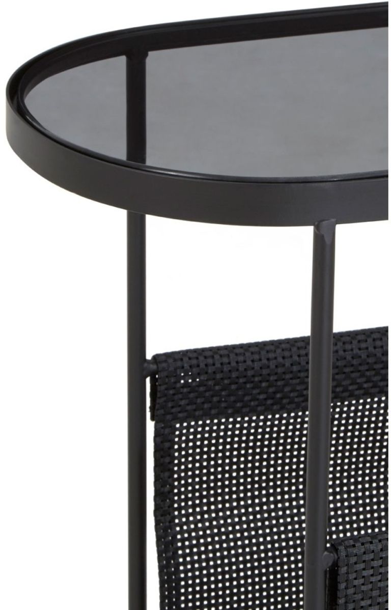 Trento Side Table - Glass Mesh with Black Metal Base
