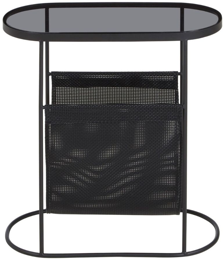 Trento Side Table - Glass Mesh with Black Metal Base