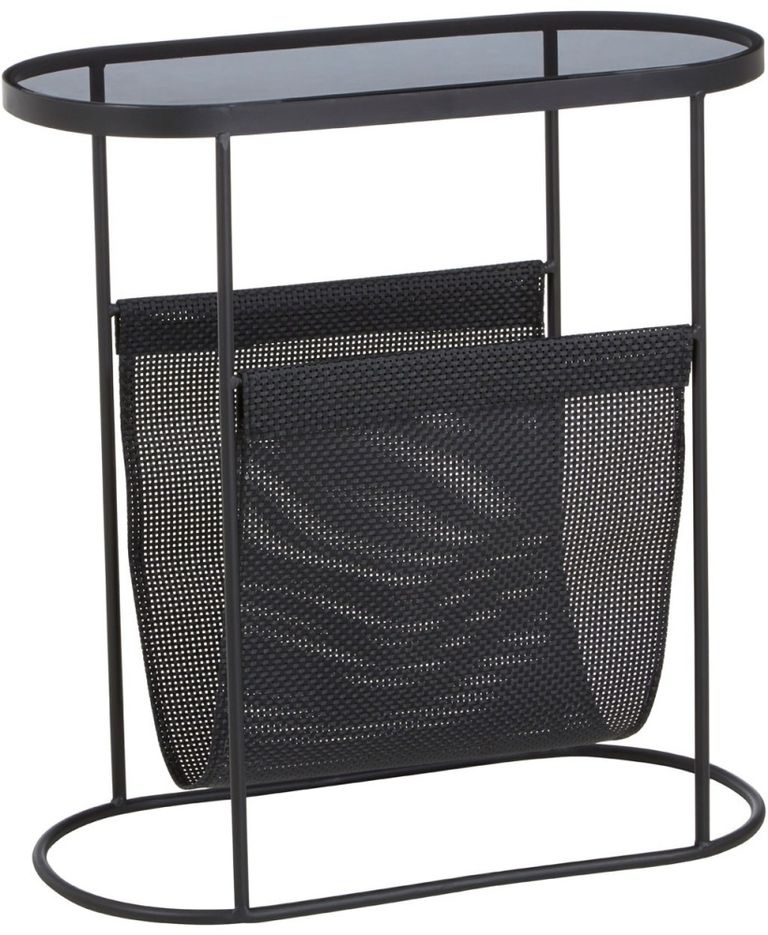 Trento Side Table - Glass Mesh with Black Metal Base