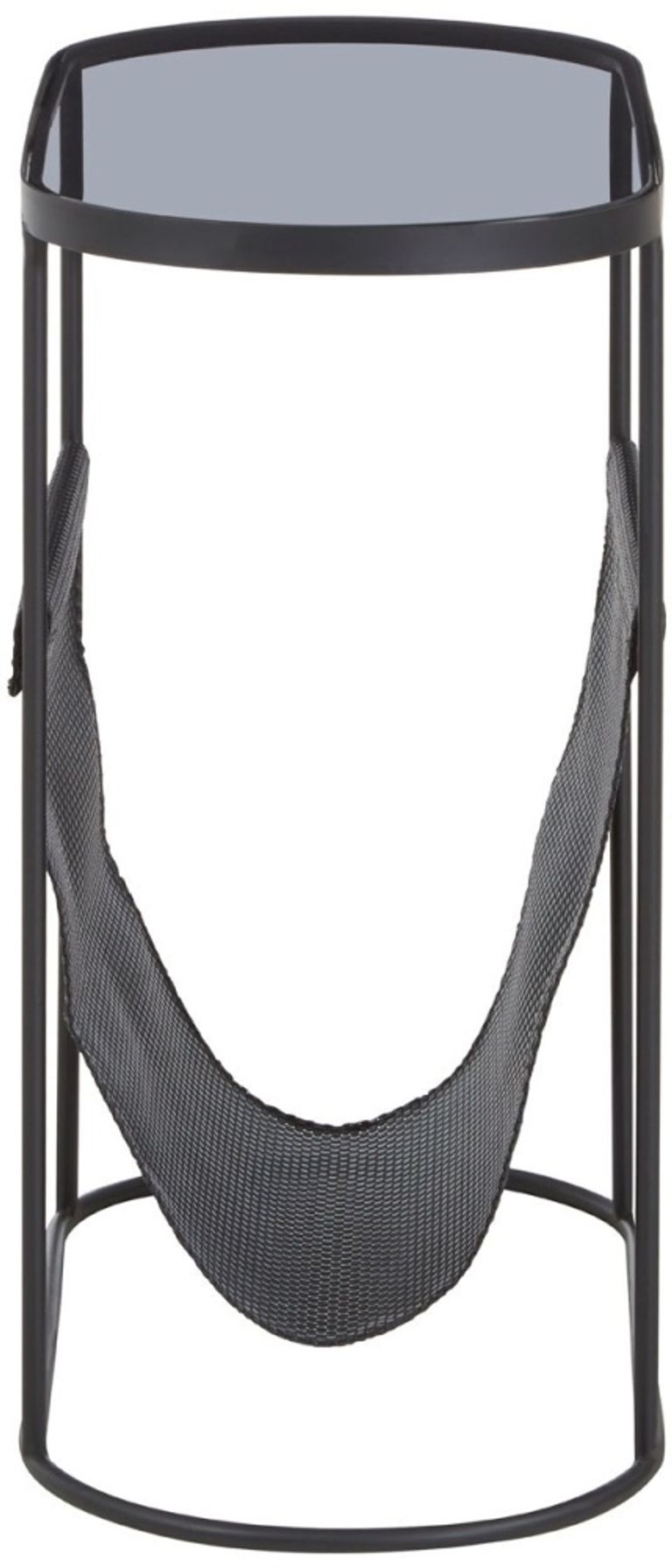 Trento Side Table - Glass Mesh with Black Metal Base