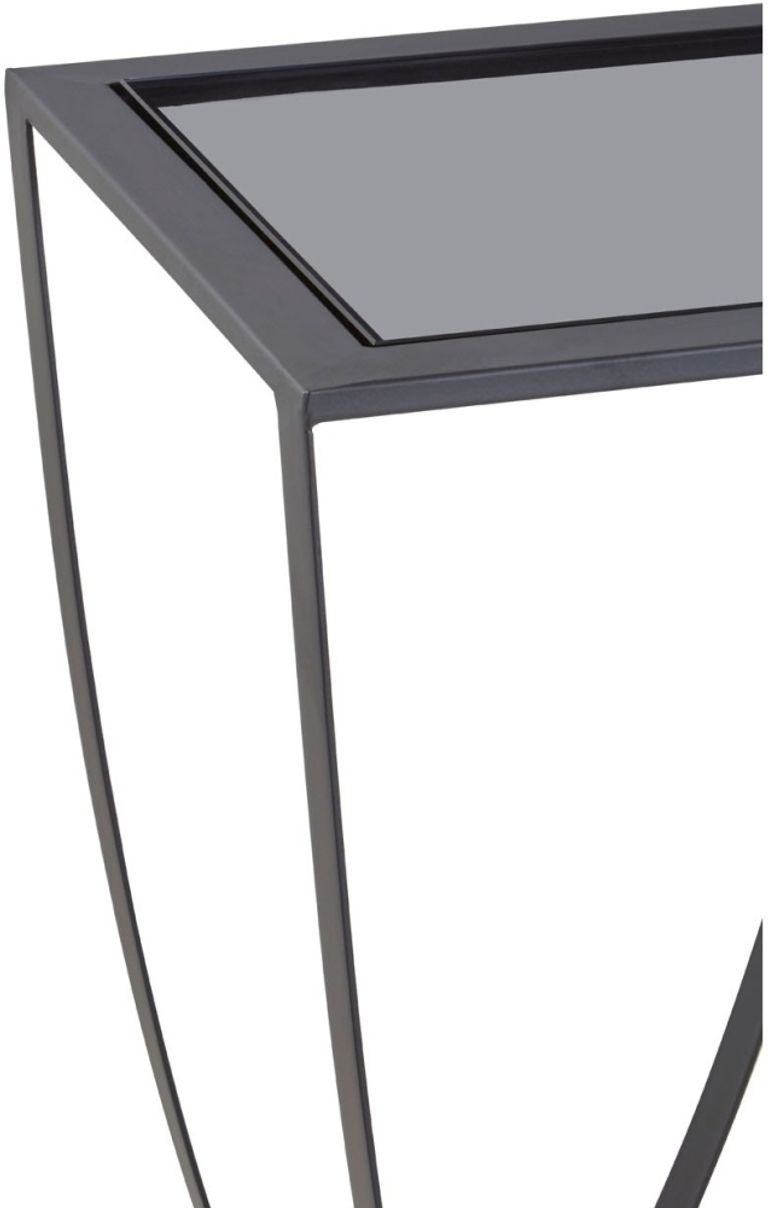 Trento Side Table - Glass with Black Metal Base
