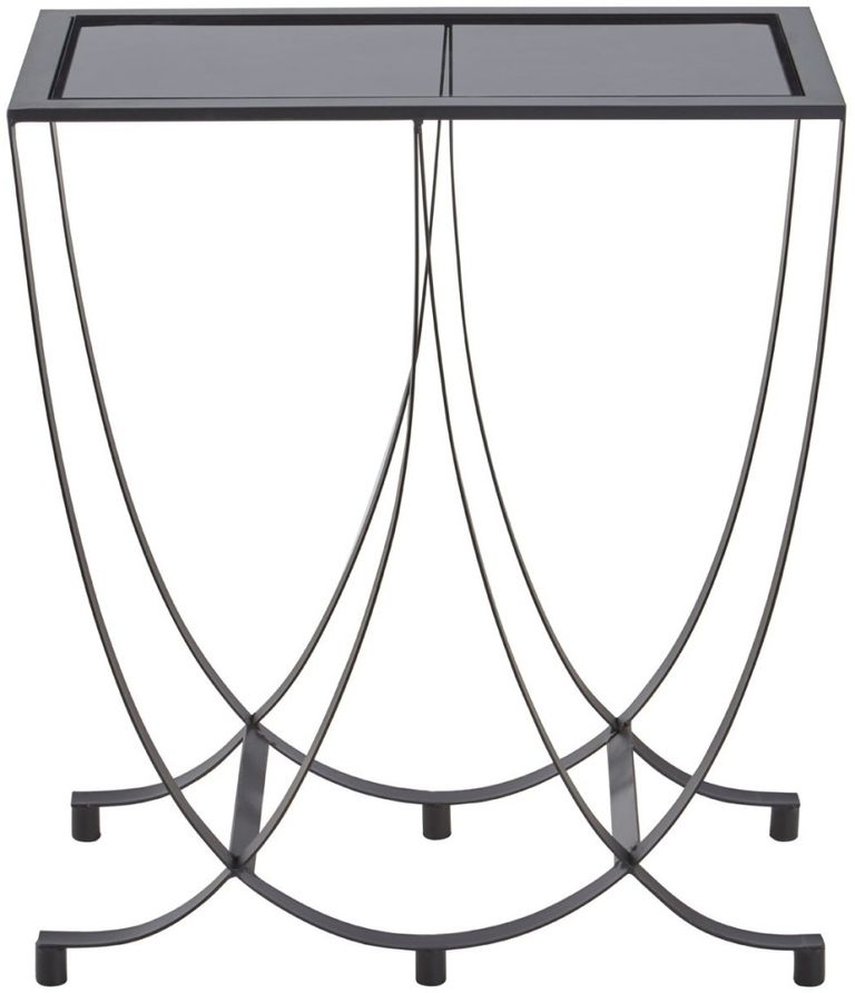 Trento Side Table - Glass with Black Metal Base